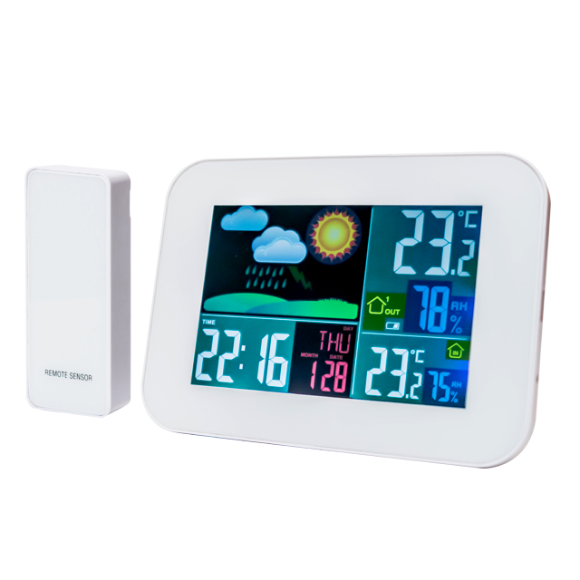 Wireless Backlight Weather Station with time, alarm clock, temperature, humidity, and forecast