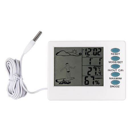  In/Outdoor Digital Thermo-Hygrometer&Clock 